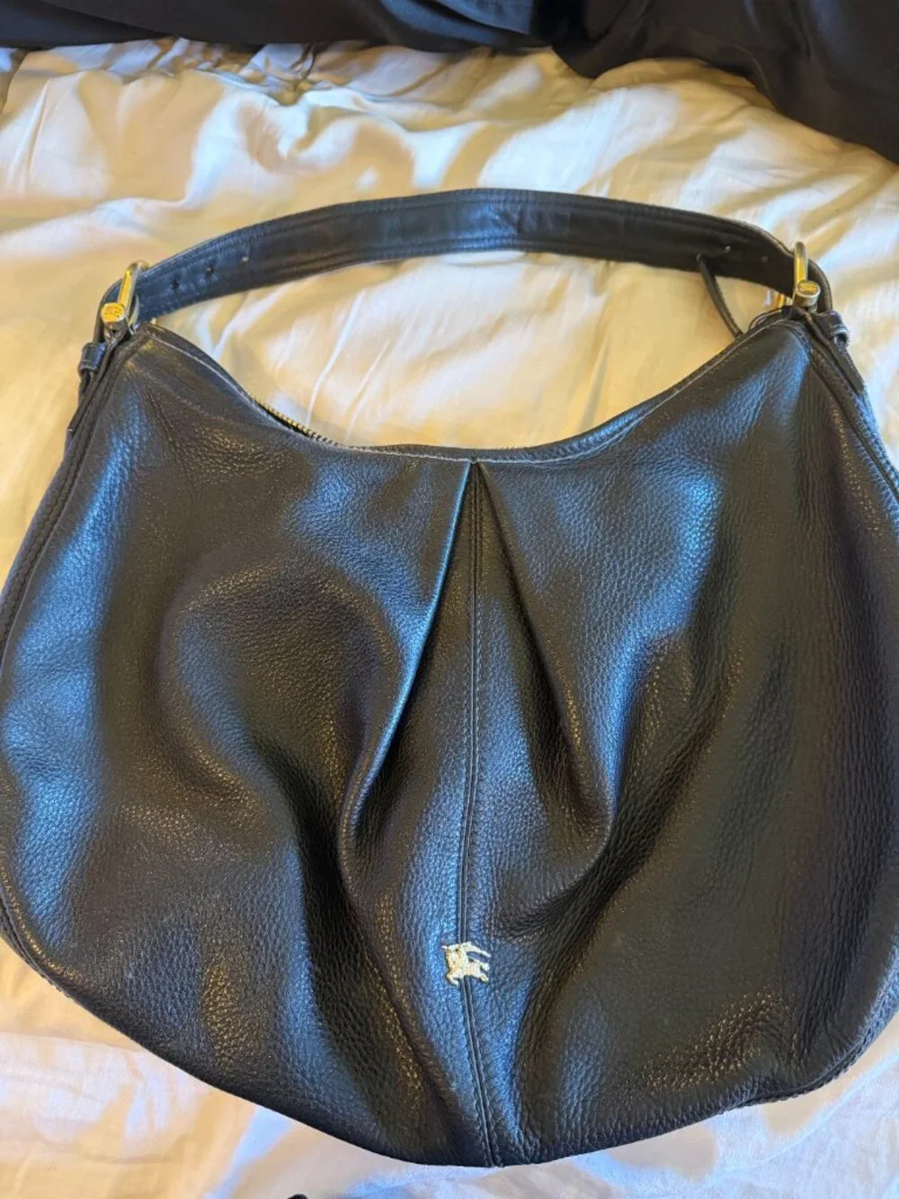 Burberry Black Leather Hobo Bag